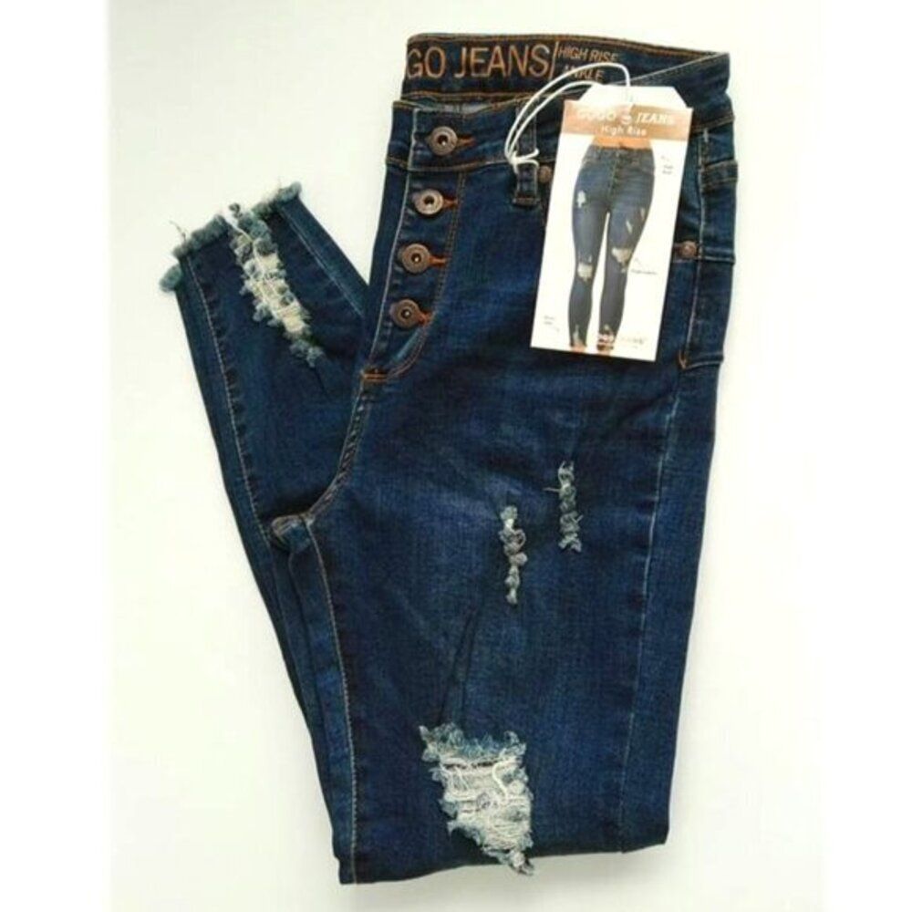 Gogo Women's High Rise Authentic Distressed Jeans